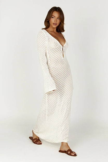 Kelsey | Women's Open-Knit Crochet Maxi Dress