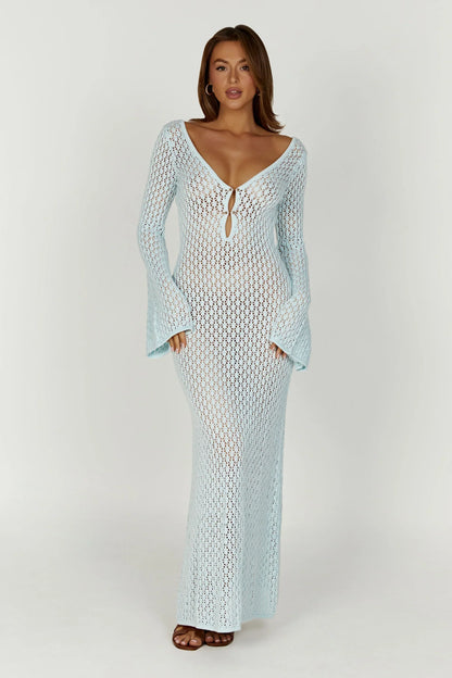 Kelsey | Women's Open-Knit Crochet Maxi Dress