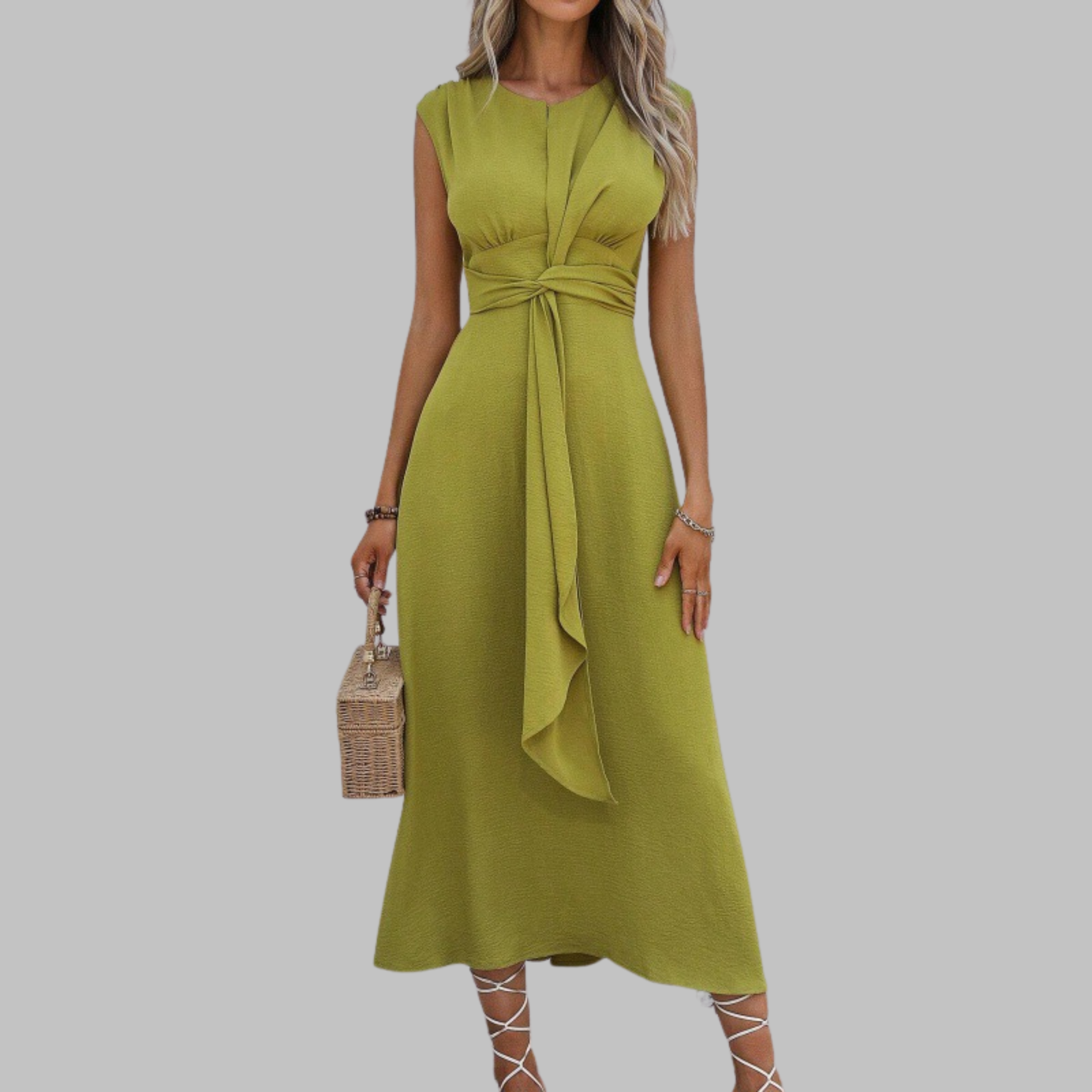 Dahlia | Elegant Sleeveless Round Neck Midi Dress