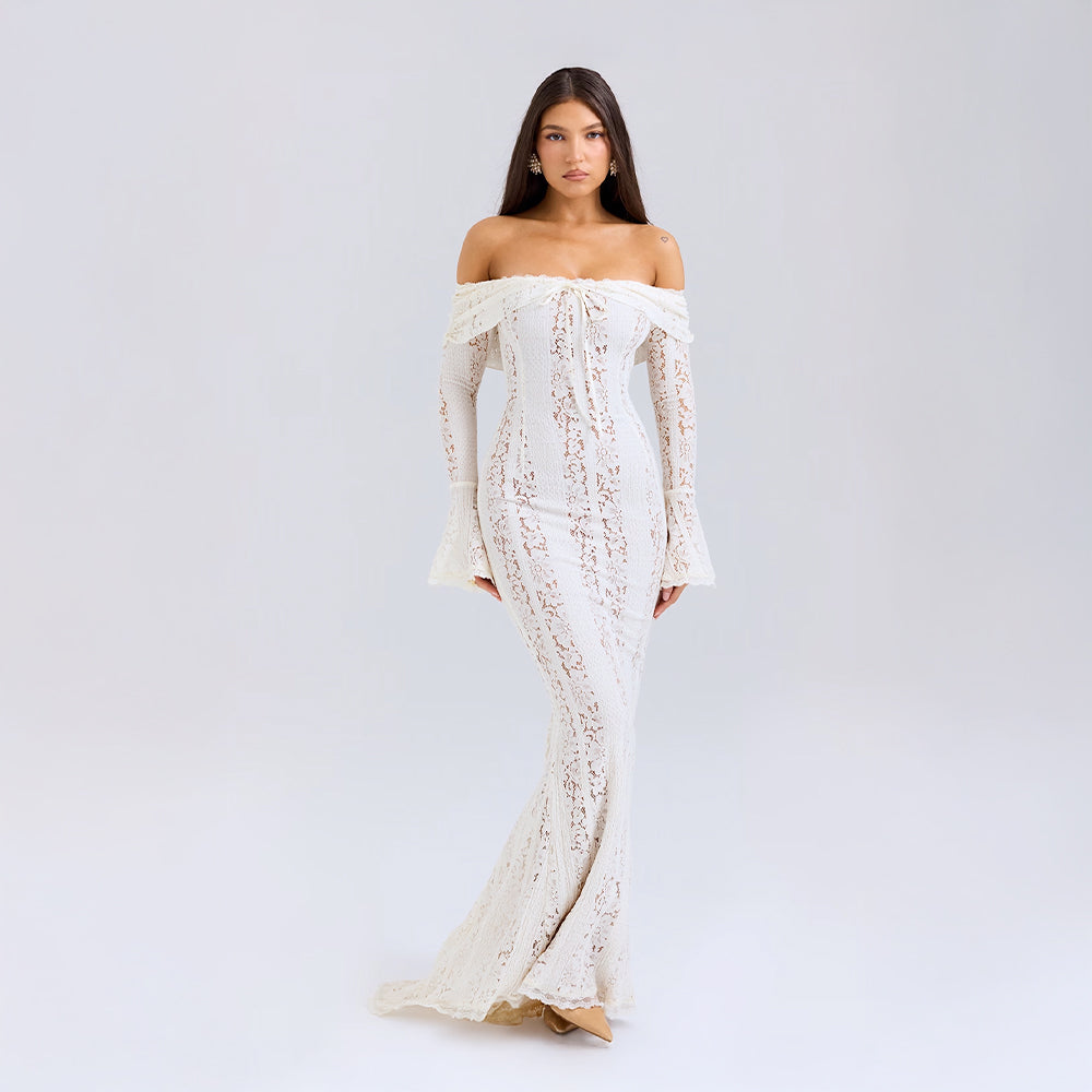 Lissy | Women's Lace Off-Shoulder Bell-Sleeve Maxi Dress