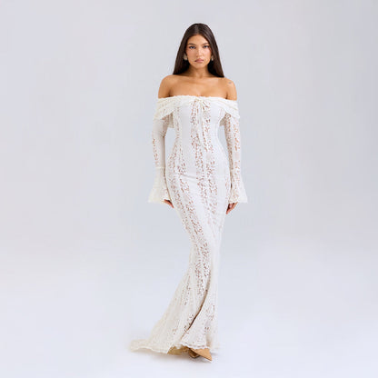 Lissy | Women's Lace Off-Shoulder Bell-Sleeve Maxi Dress