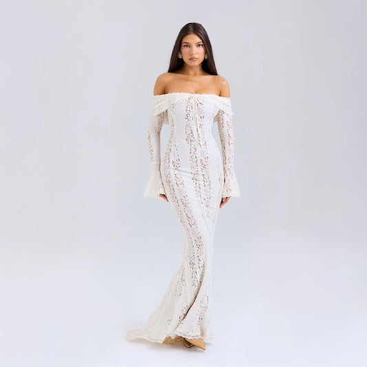 Lissy | Women's Lace Off-Shoulder Bell-Sleeve Maxi Dress