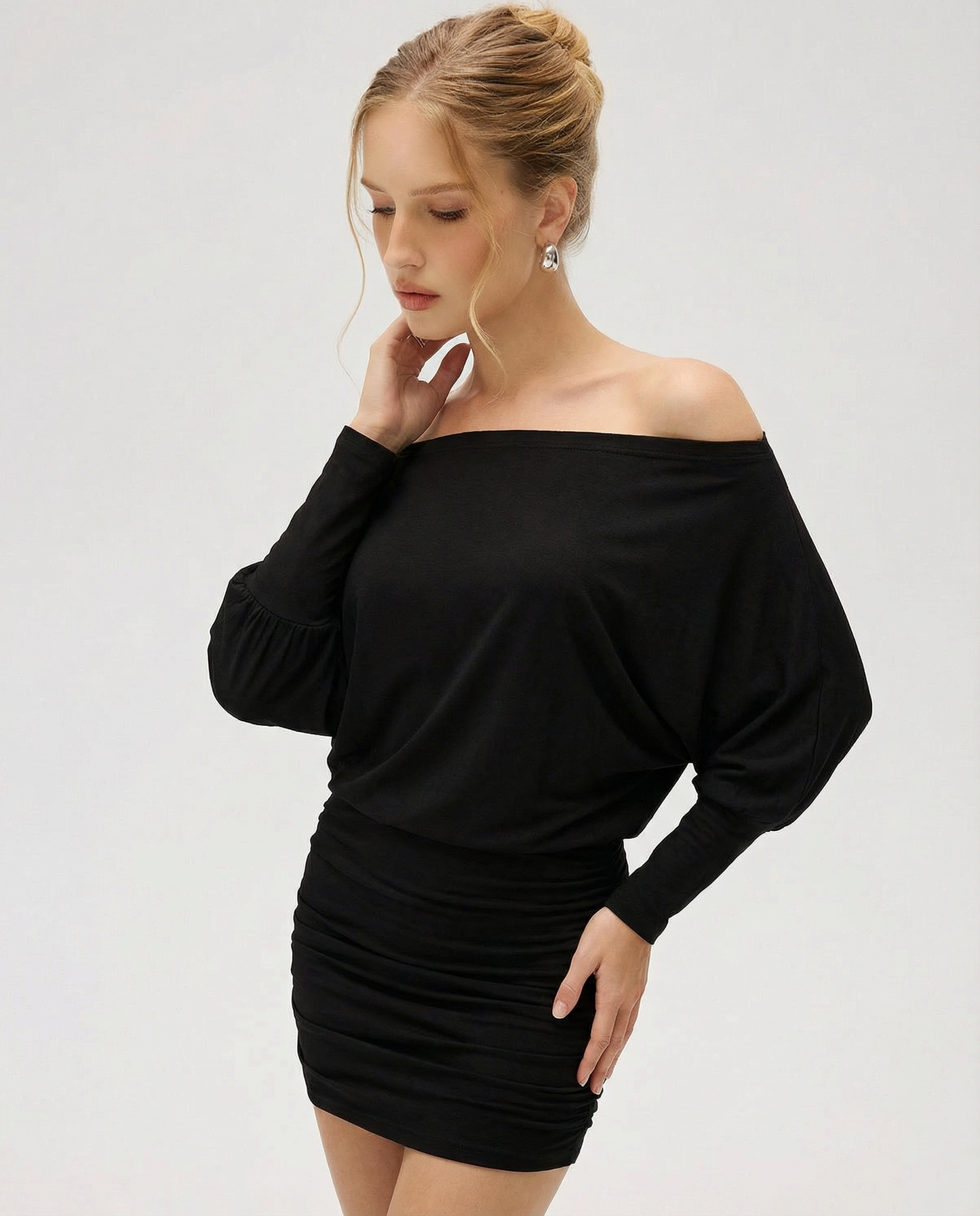 Jaimey | Women's Draped Top Ruched Skirt Mini Dress