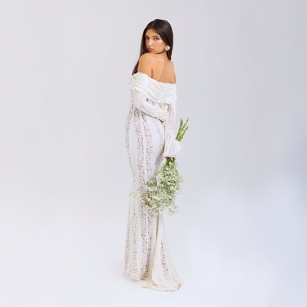 Lissy | Women's Lace Off-Shoulder Bell-Sleeve Maxi Dress