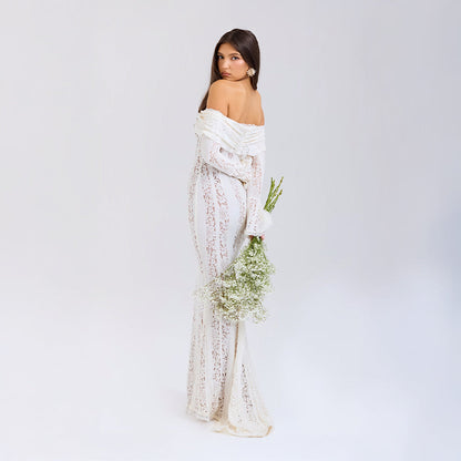 Lissy | Women's Lace Off-Shoulder Bell-Sleeve Maxi Dress