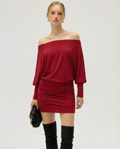 Jaimey | Women's Draped Top Ruched Skirt Mini Dress