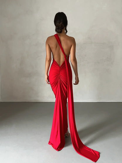 Tina | Women's Grecian-Inspired One-Shoulder Maxi Dress
