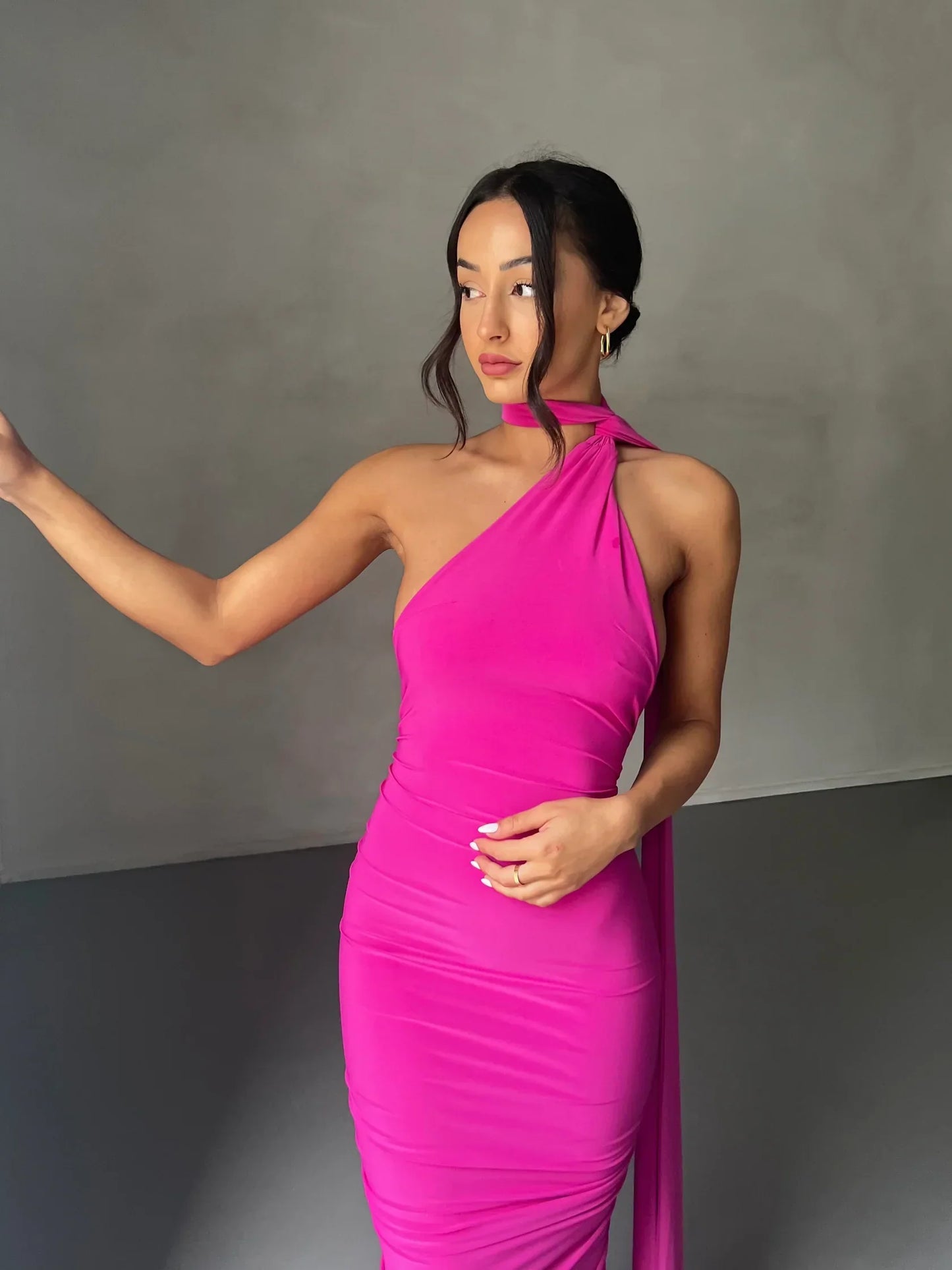 Tina | Women's Grecian-Inspired One-Shoulder Maxi Dress