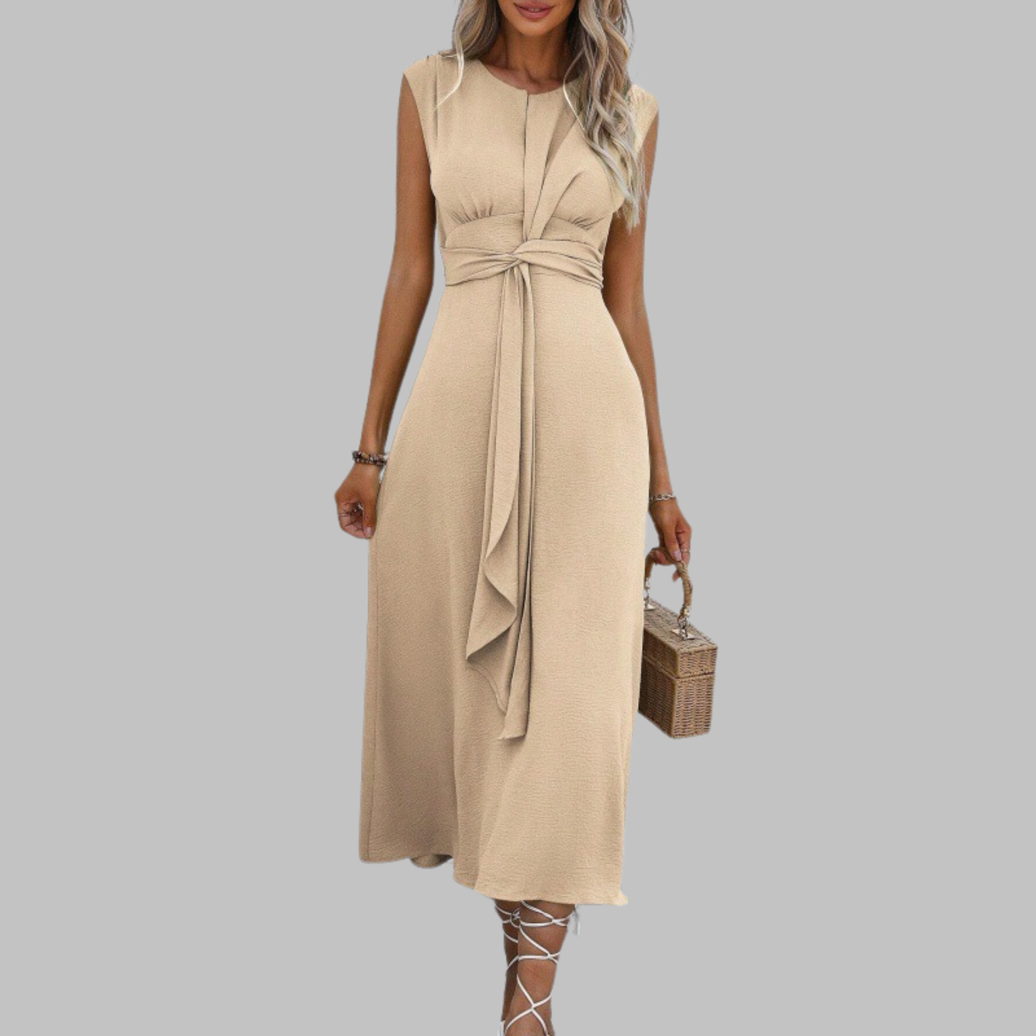 Dahlia | Elegant Sleeveless Round Neck Midi Dress