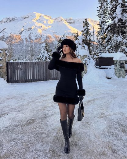 Bella | Women's Faux-Fur Off-The-Shoulder Mini Dress