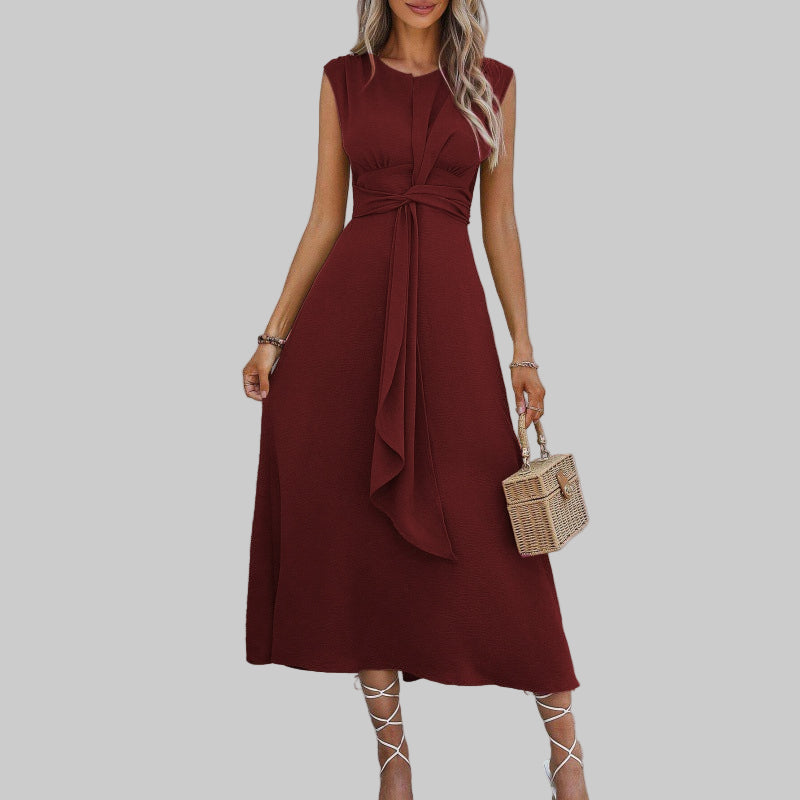 Dahlia | Elegant Sleeveless Round Neck Midi Dress
