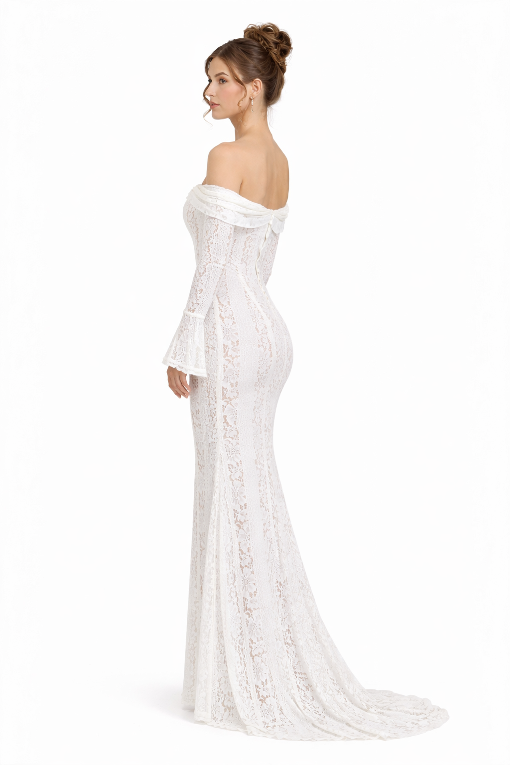 Annie | Women's Floral Lace Sculpting Sheer Mesh Maxi Dress