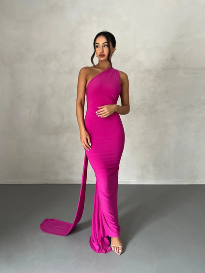 Tina | Women's Grecian-Inspired One-Shoulder Maxi Dress
