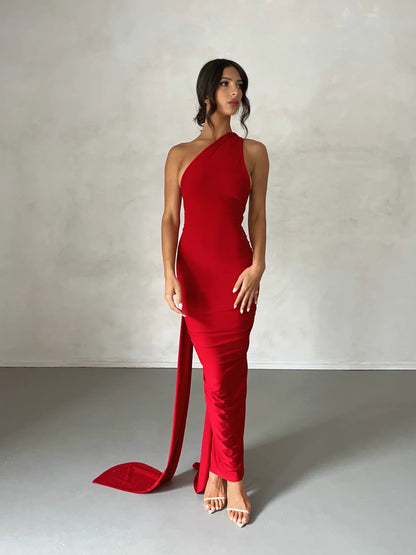 Tina | Women's Grecian-Inspired One-Shoulder Maxi Dress