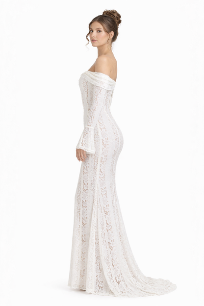 Annie | Women's Floral Lace Sculpting Sheer Mesh Maxi Dress