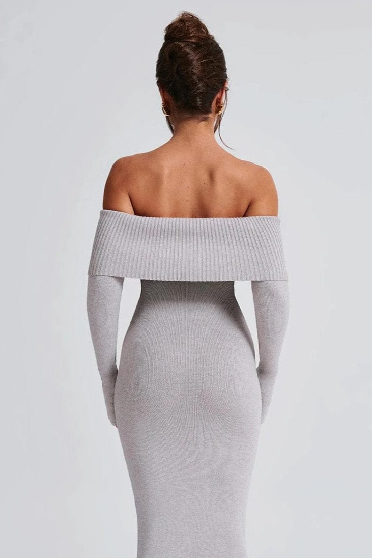 Angels | Premium Sculpting Stretch Off-Shoulder Knitted Maxi Dress
