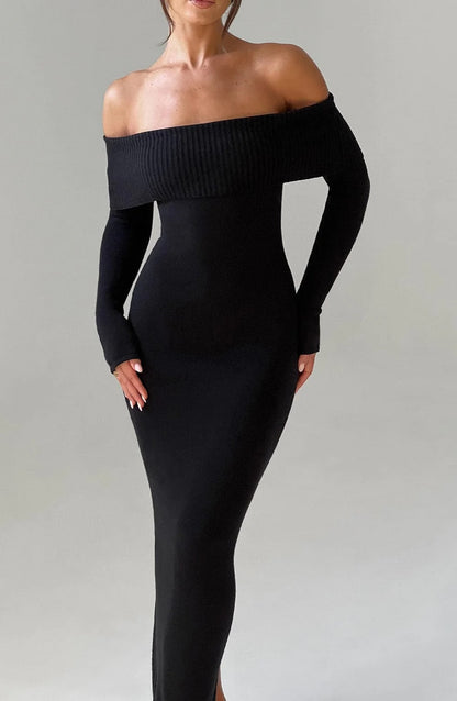 Angels | Premium Sculpting Stretch Off-Shoulder Knitted Maxi Dress