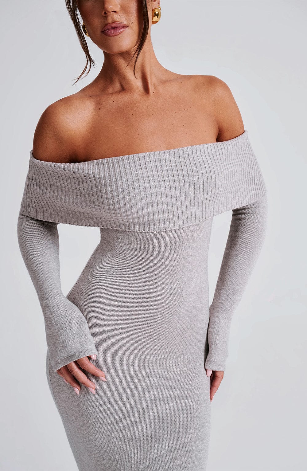 Angels | Premium Sculpting Stretch Off-Shoulder Knitted Maxi Dress