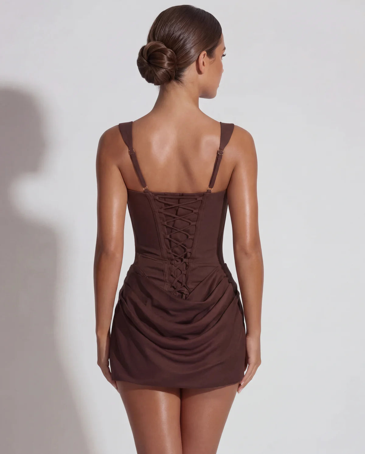Women's Sculpted Structural Lace-Up Mini Dress
