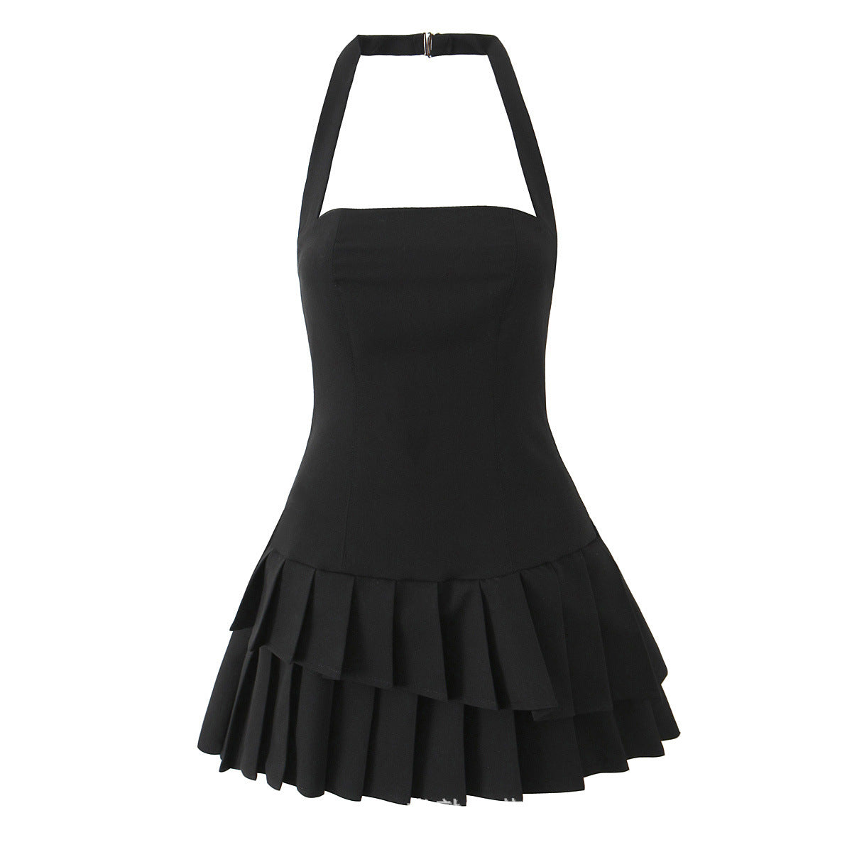 Freya | Women's Asymmetric Pleated Halterneck Mini Dress