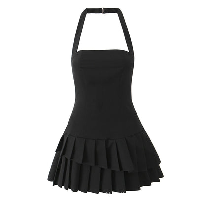 Freya | Women's Asymmetric Pleated Halterneck Mini Dress