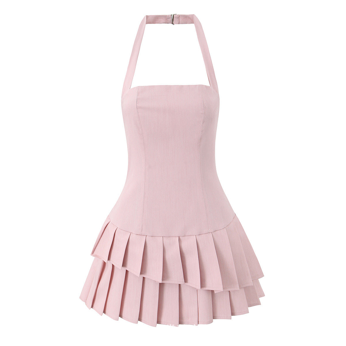 Freya | Women's Asymmetric Pleated Halterneck Mini Dress