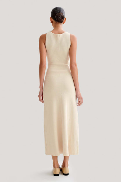 Gabriella | Women's Sleeveless Classic Ribbed Button-Front Dress