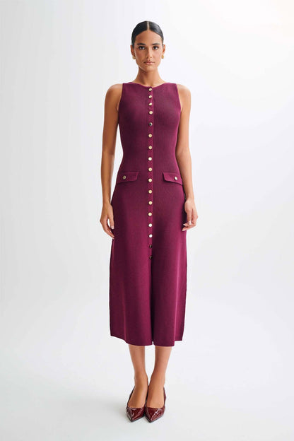 Gabriella | Women's Sleeveless Classic Ribbed Button-Front Dress