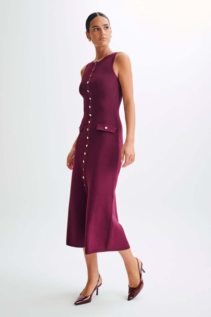 Gabriella | Women's Sleeveless Classic Ribbed Button-Front Dress