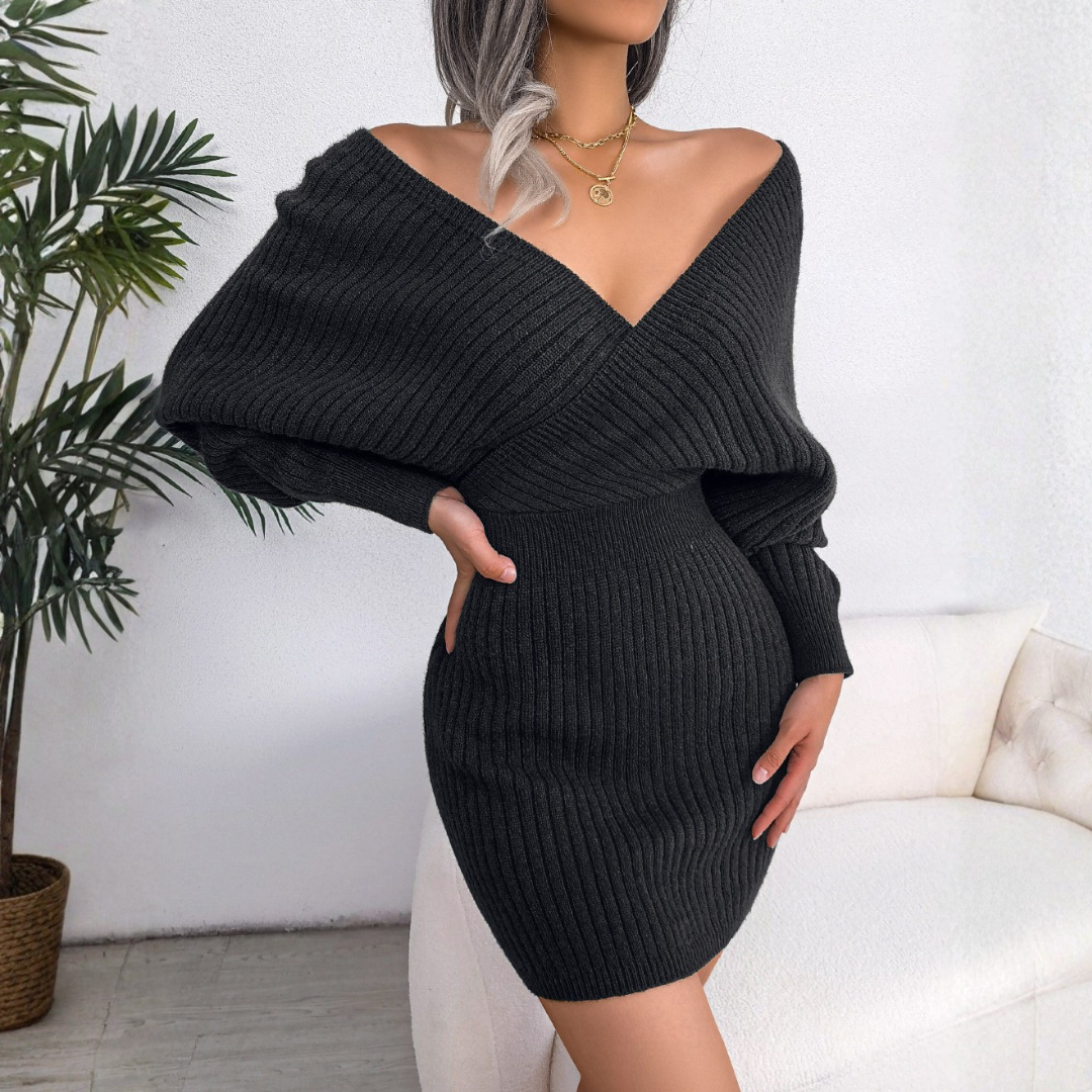 Elenor | Chic Wrapped V-Neck Long Sleeve Bodycon Mini Dress