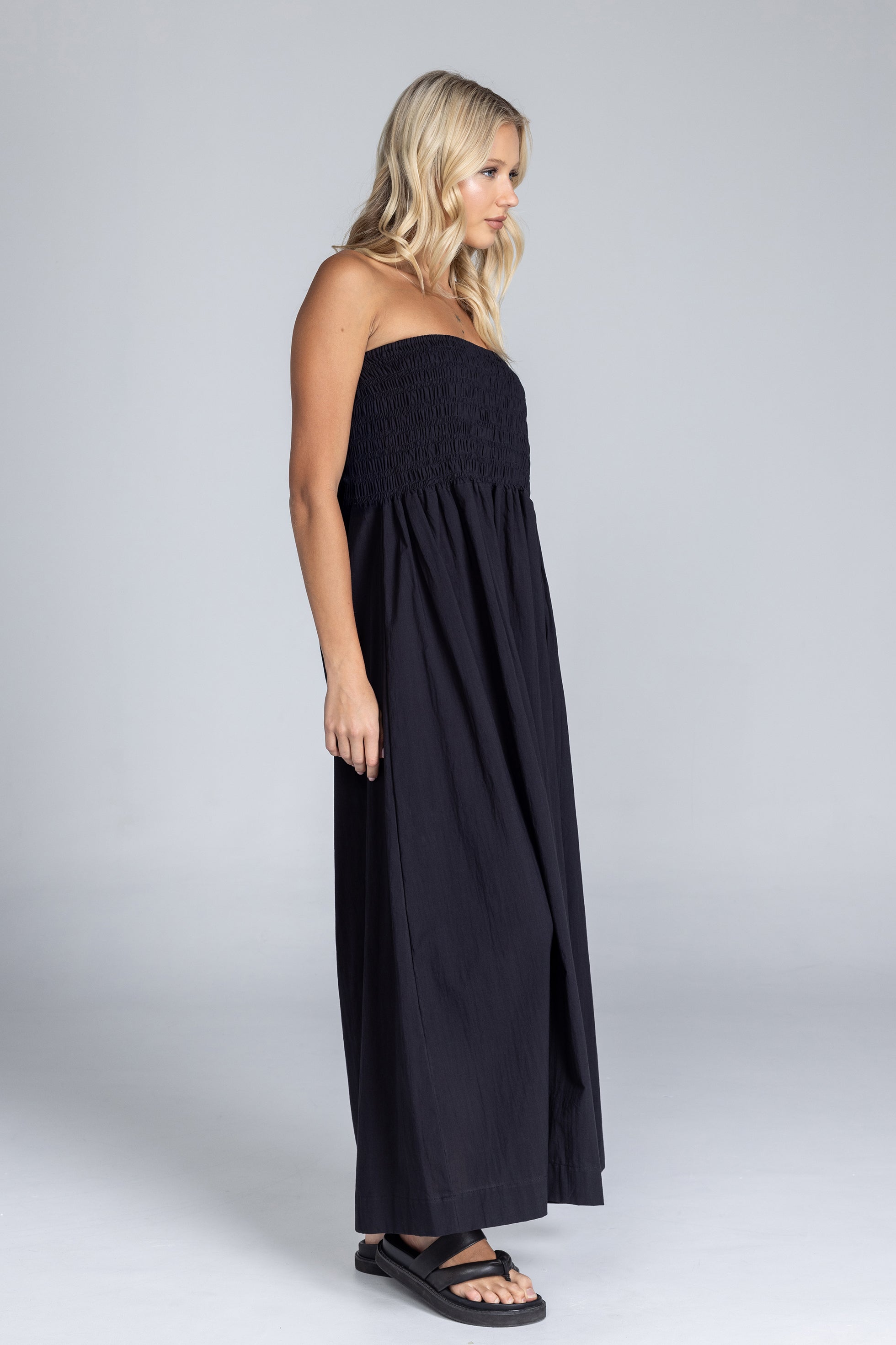 Carmelita | Women's Strapless Shirred Cotton Maxi Dress