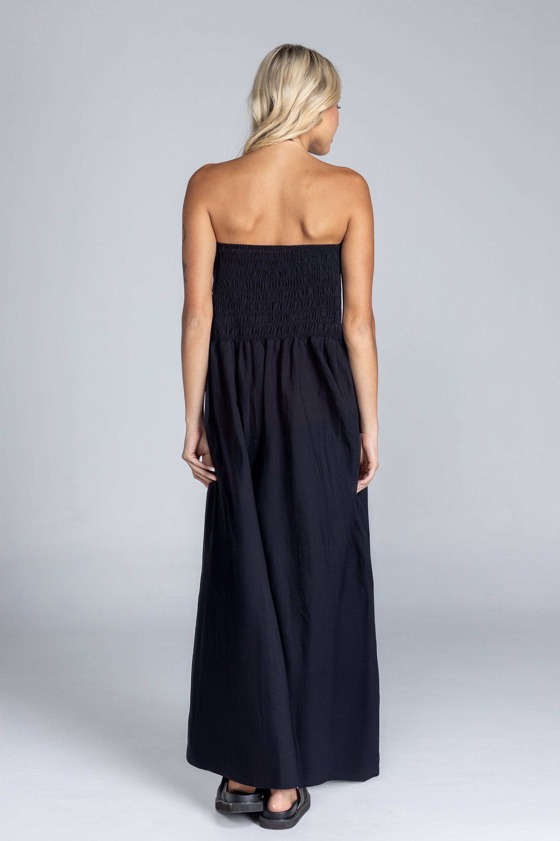 Carmelita | Women's Strapless Shirred Cotton Maxi Dress