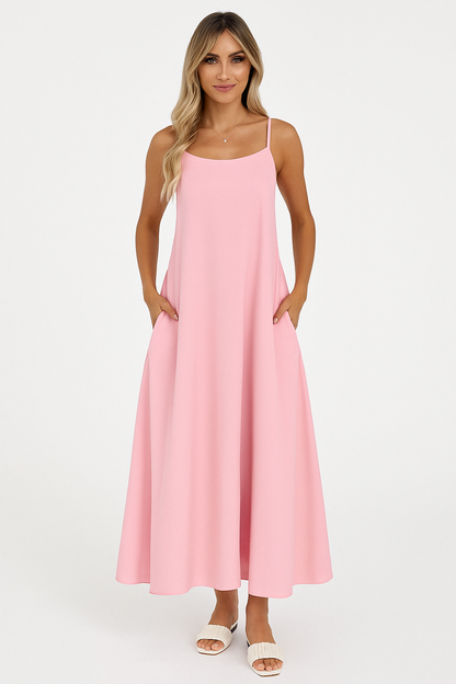 Celina | Women's Spaghetti Strap A-Line Knit Midi Dress