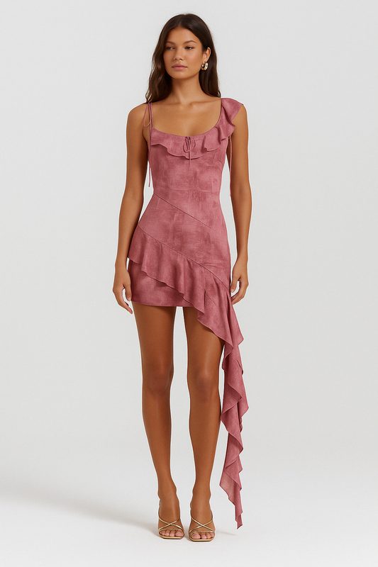 Ayla | Women's Ruffled Asymmetrical Mini Dress