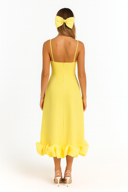 Adina | Women's Fluid Chiffon Ruffle-Hem Midi Dress
