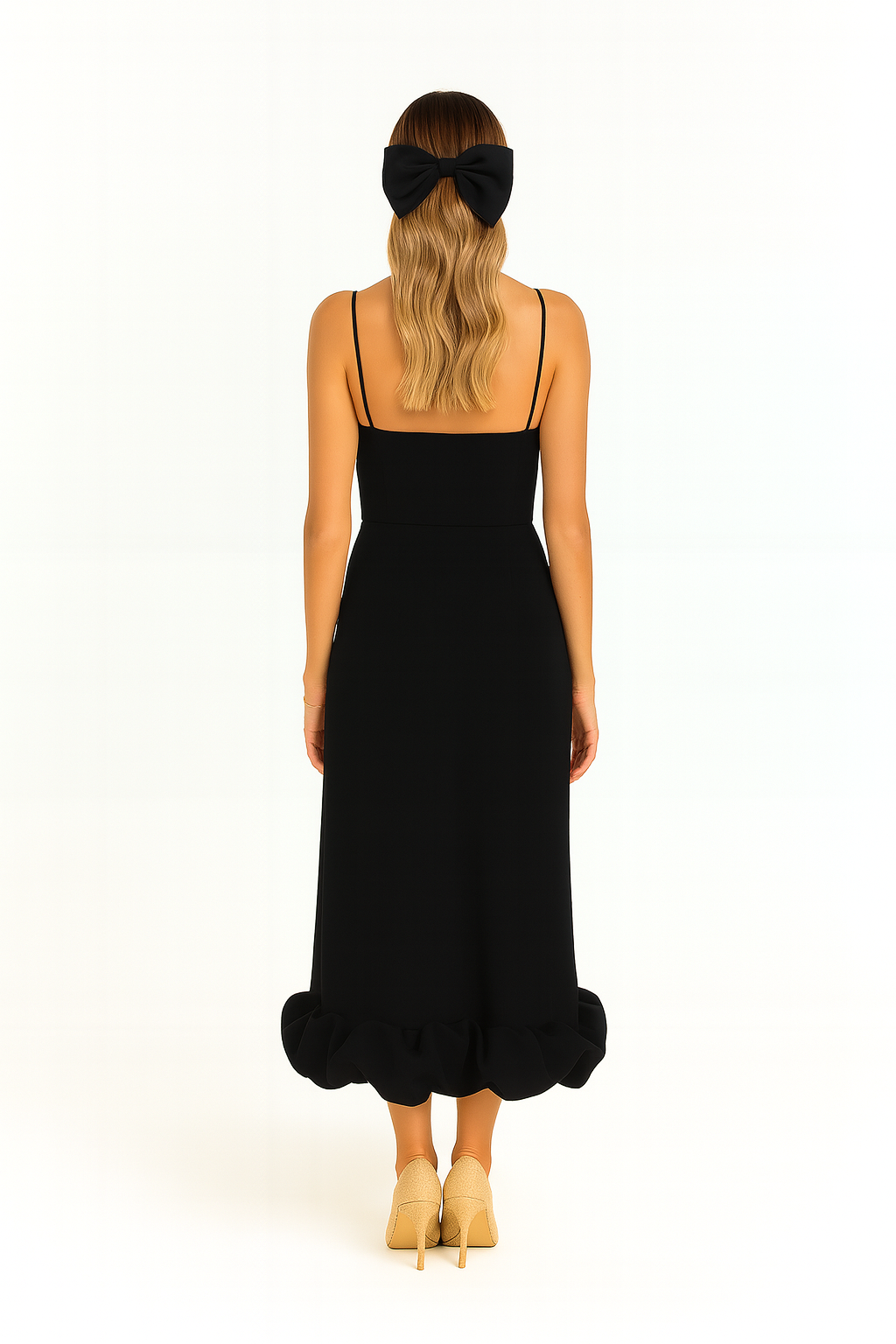 Adina | Women's Fluid Chiffon Ruffle-Hem Midi Dress