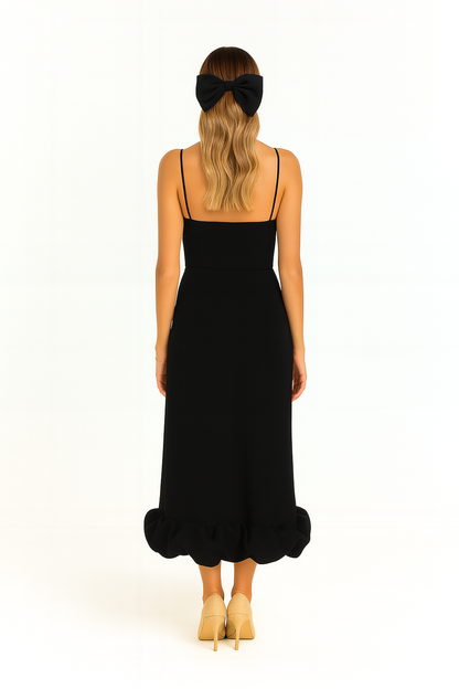 Adina | Women's Fluid Chiffon Ruffle-Hem Midi Dress