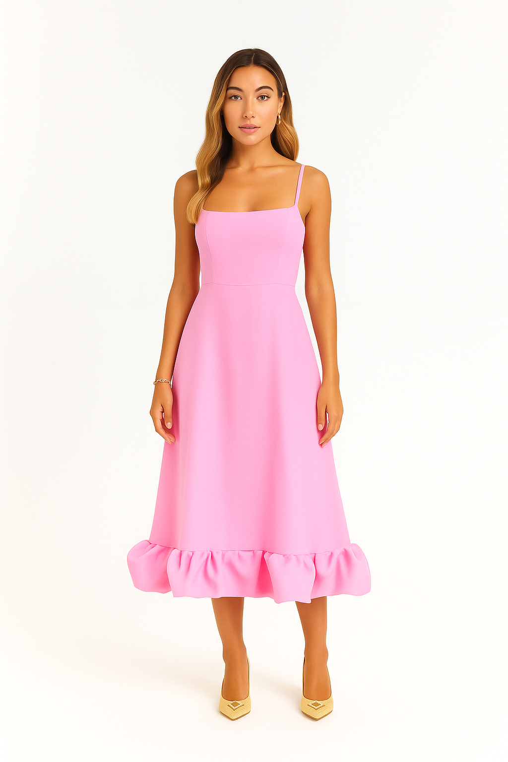 Adina | Women's Fluid Chiffon Ruffle-Hem Midi Dress