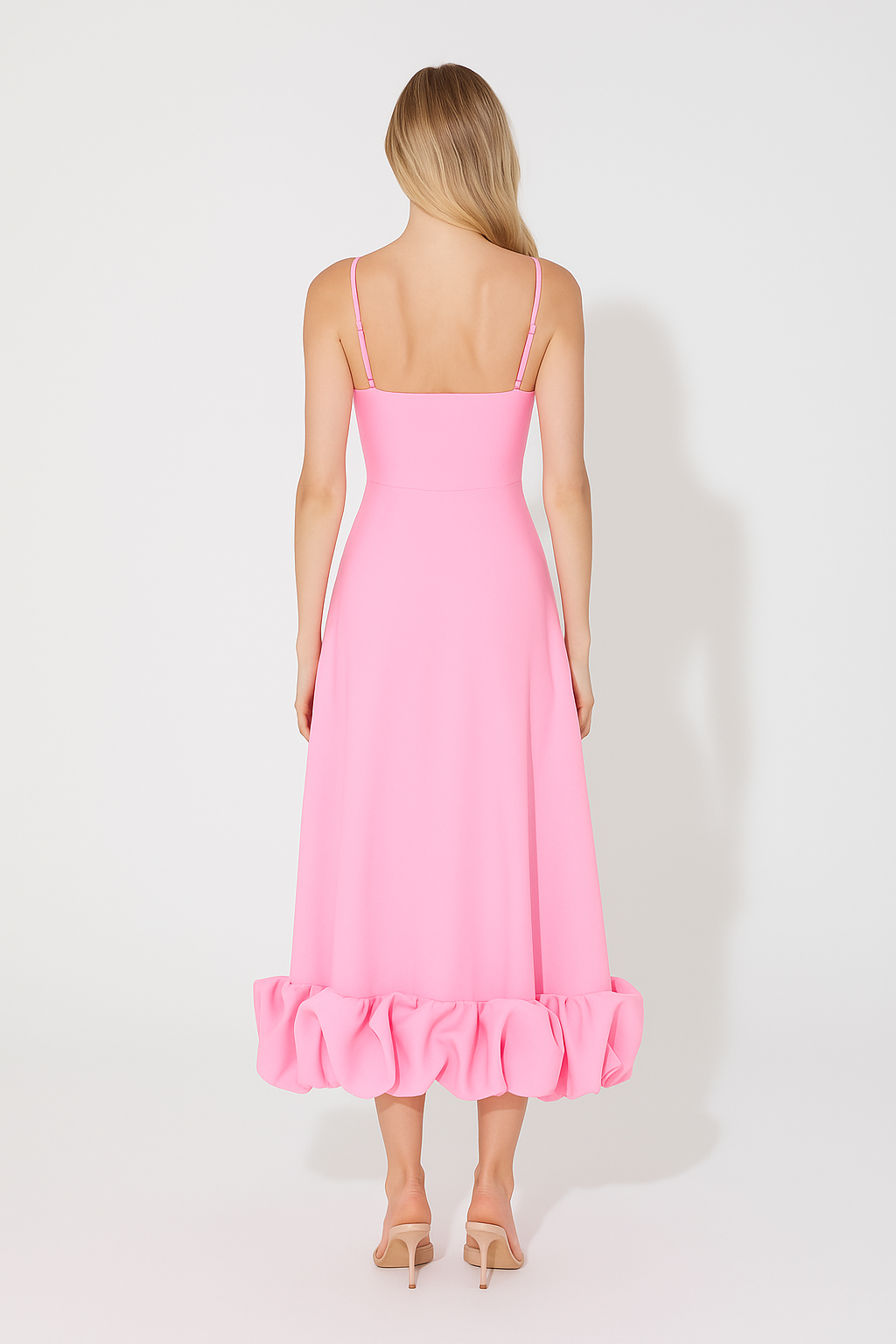 Adina | Women's Fluid Chiffon Ruffle-Hem Midi Dress