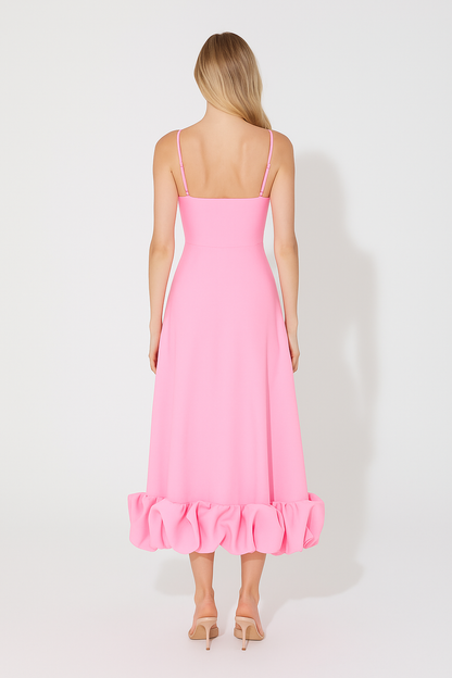 Adina | Women's Fluid Chiffon Ruffle-Hem Midi Dress
