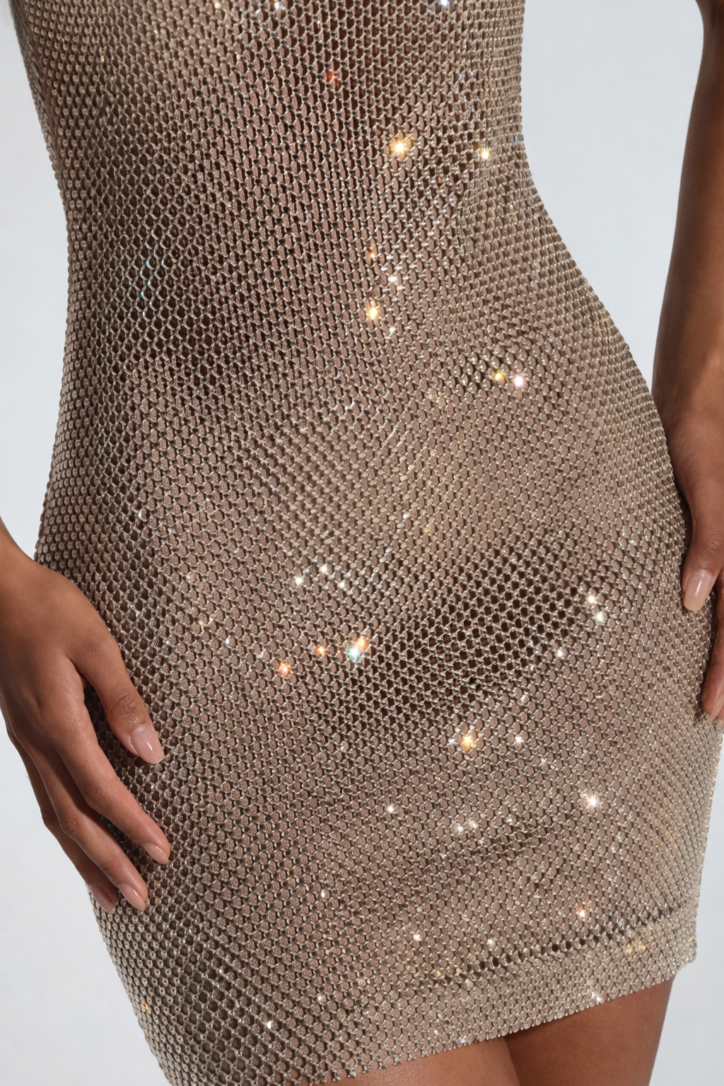 The Solar | Women's Rhinestone Stretch Net Mini Dress
