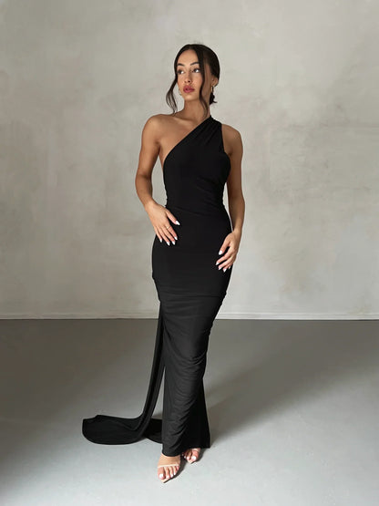 Tina | Women's Grecian-Inspired One-Shoulder Maxi Dress