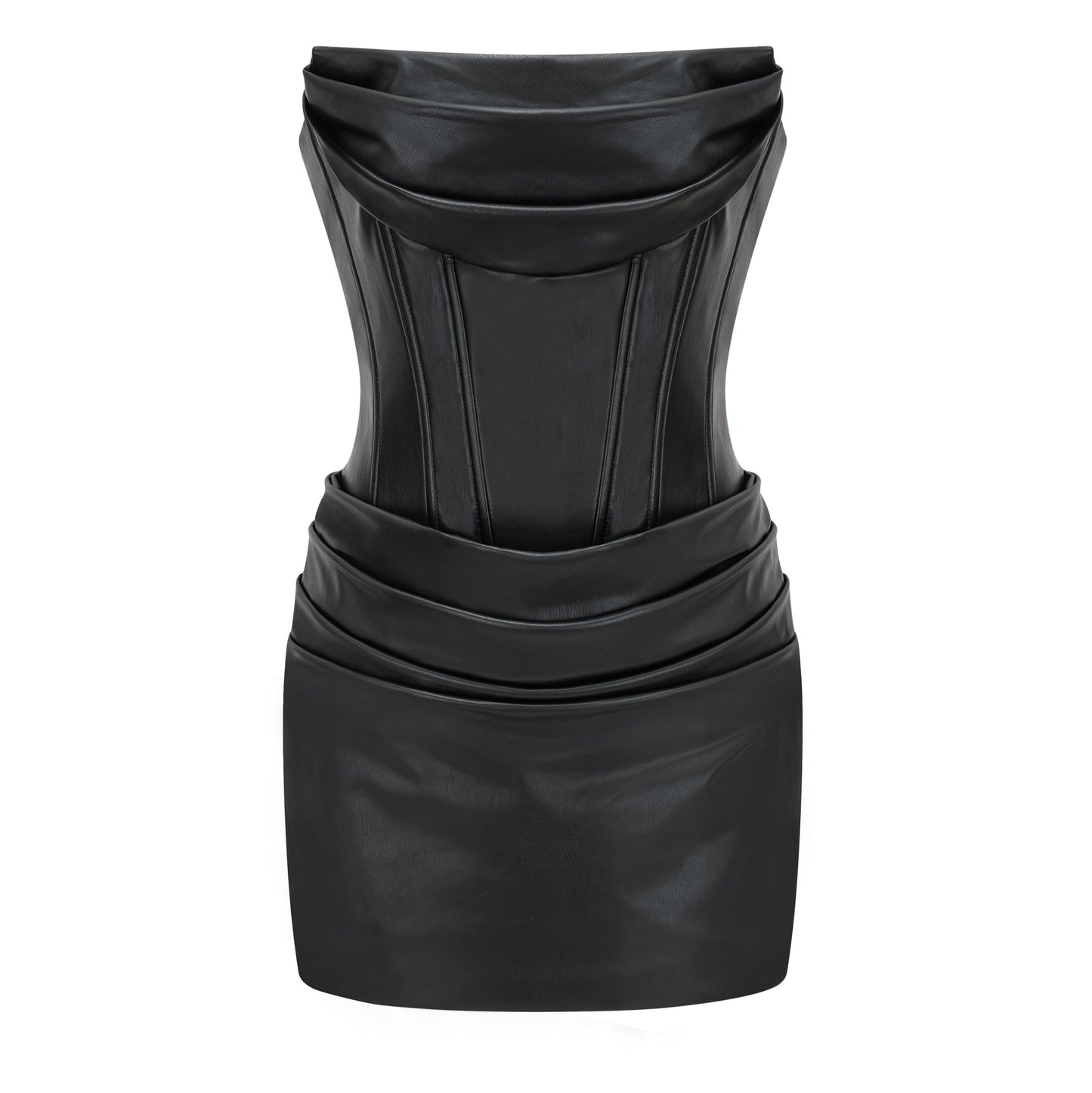 Agnes | Off-The-Shoulder PU Leather Mini Dress