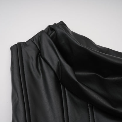 Agnes | Off-The-Shoulder PU Leather Mini Dress