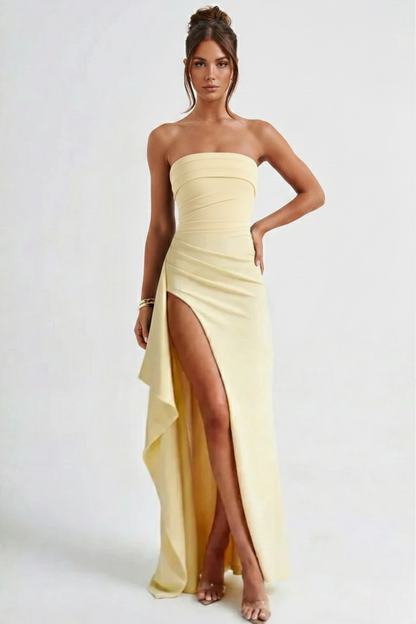 Meadow | Double Stretch Crepe Strapless Maxi Dress