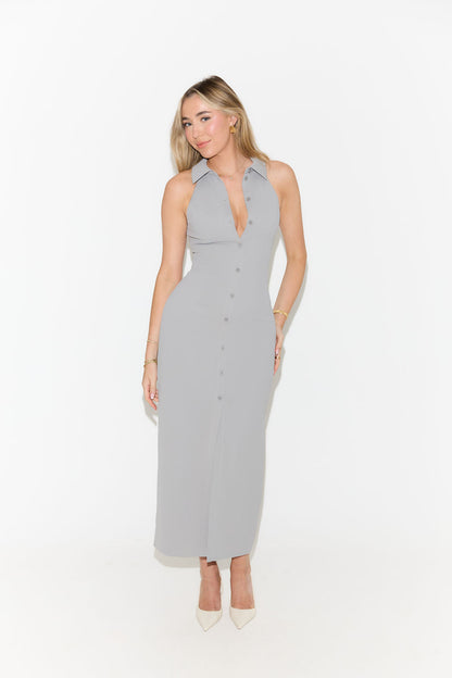 Donna | Women's Sleek Halter Plunging Midi Dress