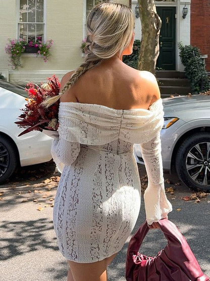 Ava | Women's Lace Off-Shoulder Bell-Sleeve Mini Dress