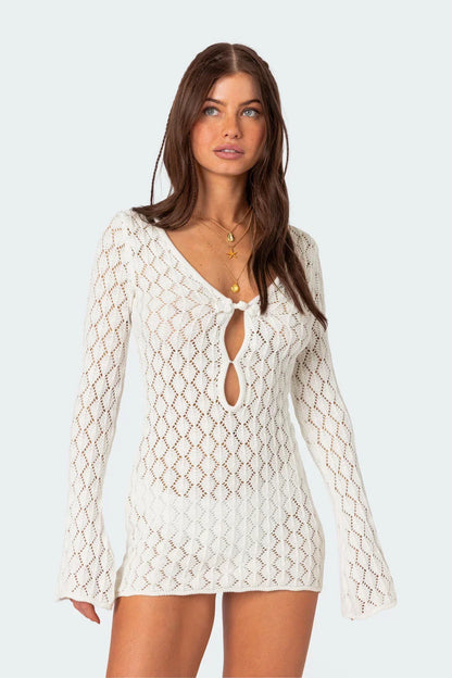 Maré | The Sun-Drenched Open-Knit Crochet Mini Dress