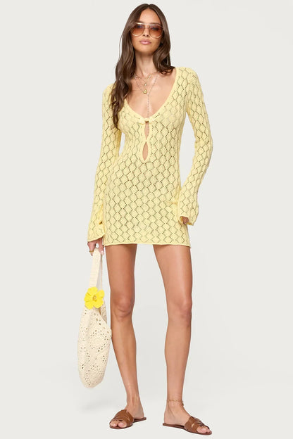 Maré | The Sun-Drenched Open-Knit Crochet Mini Dress