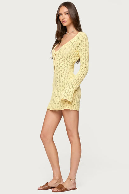 Maré | The Sun-Drenched Open-Knit Crochet Mini Dress
